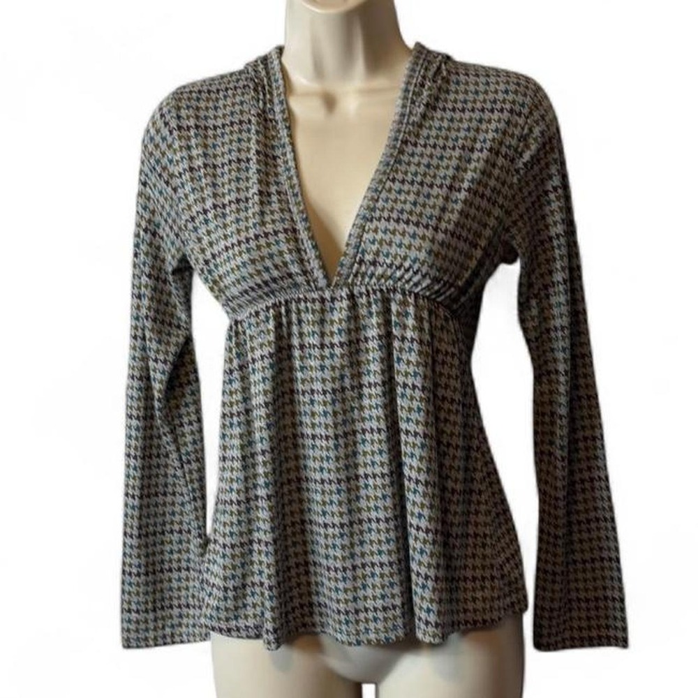 Vintage 90s Lola Houndstooth Babydoll Lightweight Hoodie, Women's Size L